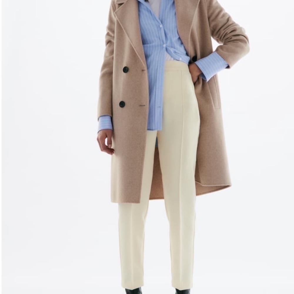 Zara High‎ Waist Trousers in Ivory Size Small